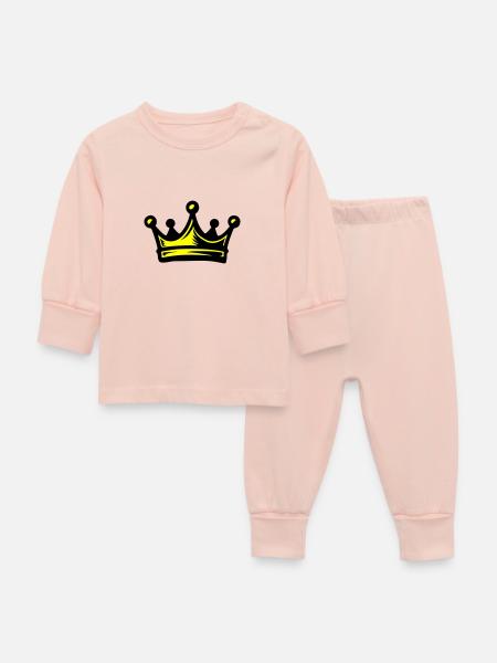 Krone König - Baby Schlafanzug - Kristallrosa