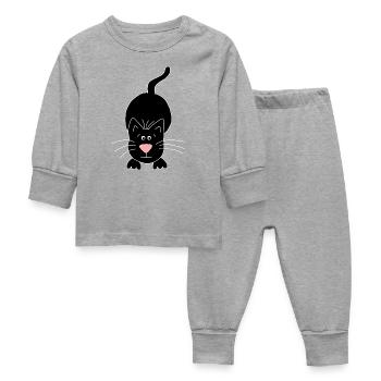 black cat - Baby Sleepsuit - heather grey - Front