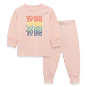 Cool Retro 1988, 34 Years Old, 34th Birthday Gift - Baby Sleepsuit - crystal pink - Front