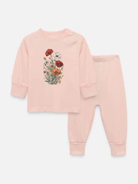 Wunderschönes Boho Mohn Herbarium Bouquet - Baby Schlafanzug - Kristallrosa