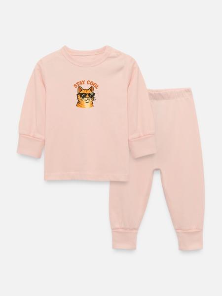 Bleib cool Katze - Baby Schlafanzug - Kristallrosa