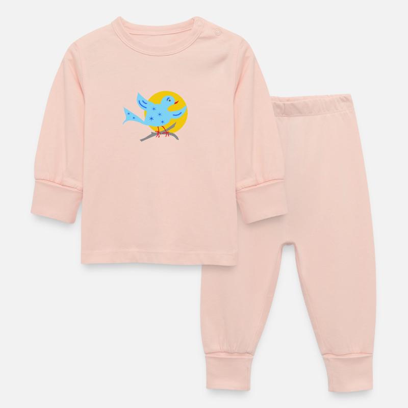 Oiseau étoile Abstraction Peinture - Pyjama Bébé - rose cristal