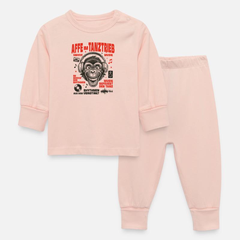 Chemise de son de casque : Monkey Rhythm and Fun - Pyjama Bébé - rose cristal