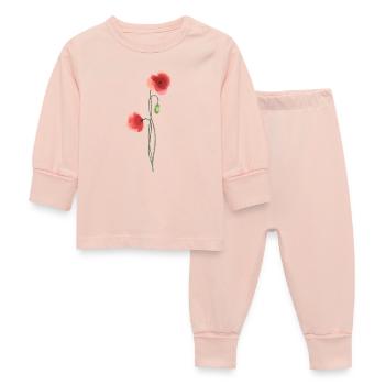 Flower: red poppy - Baby Sleepsuit - crystal pink - Front