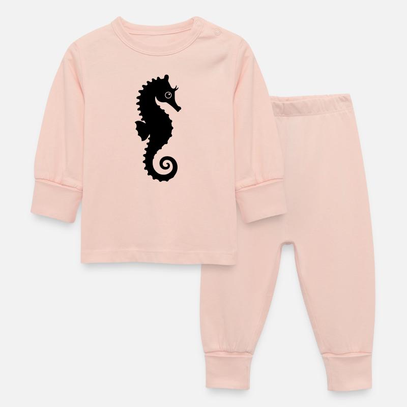 Silhouette mignonne d’hippocampe - Pyjama Bébé - rose cristal