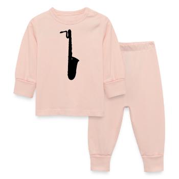 drawing, saxophone baritone sax - Baby Sleepsuit - crystal pink - Front