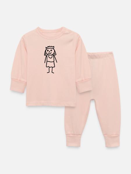 Strichmännchen Prinzessin - Baby Schlafanzug - Kristallrosa