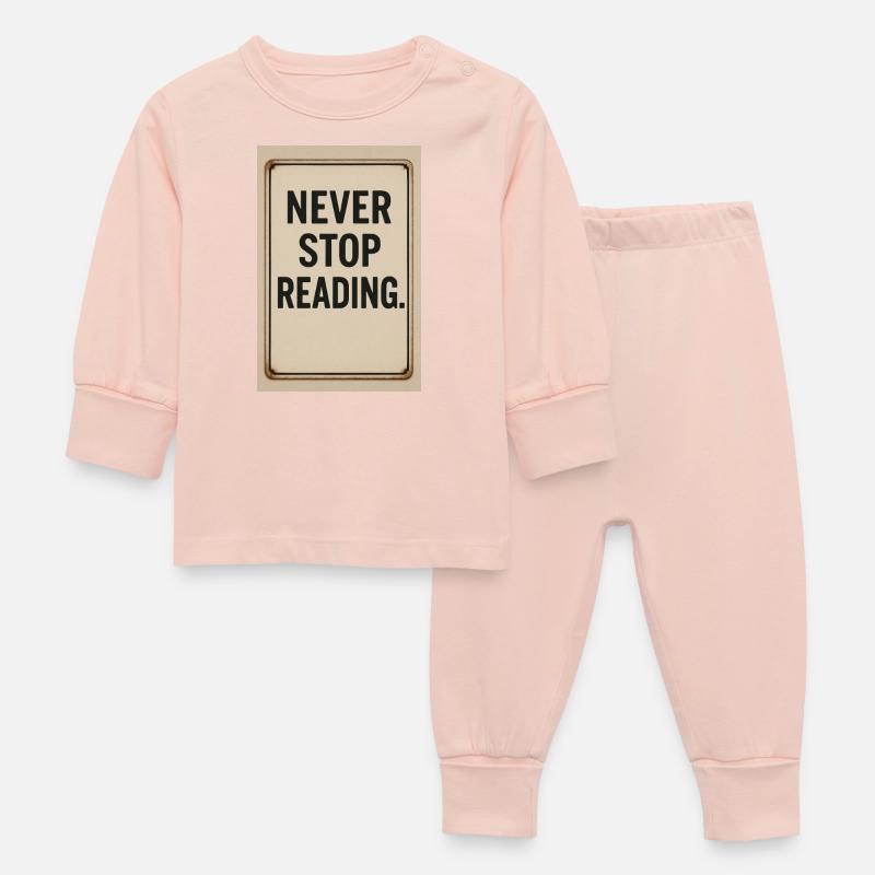 Never stop reading - Baby Sleepsuit - crystal pink