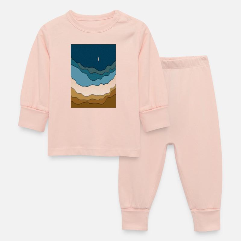 Design abstrait de plage - planche de surf dans l’océan - Pyjama Bébé - rose cristal