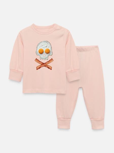 Spiegelei Schädel mit Baconkreuz - Baby Schlafanzug - Kristallrosa