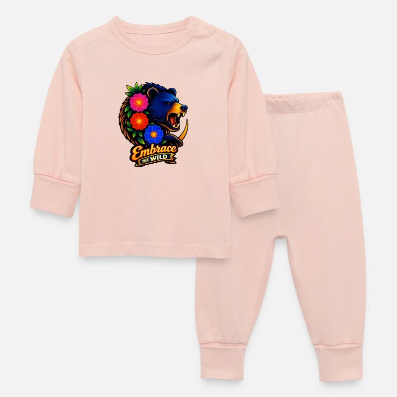 Étreinte en nature avec des fleurs - Pyjama Bébé - rose cristal