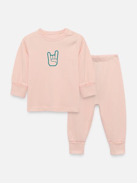 Rock Hand Pommesgabel Devilhand - Baby Schlafanzug - Kristallrosa