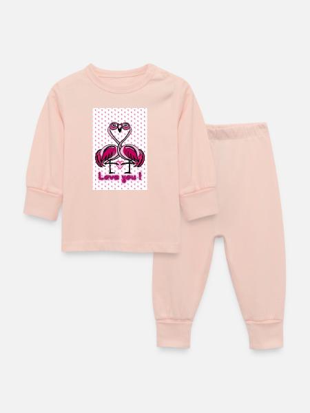 Flamingo love - Baby Schlafanzug - Kristallrosa