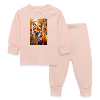 Fleurs de renard abstraites, cadeau pour amoureux des renards - Pyjama Bébé - rose cristal - Devant