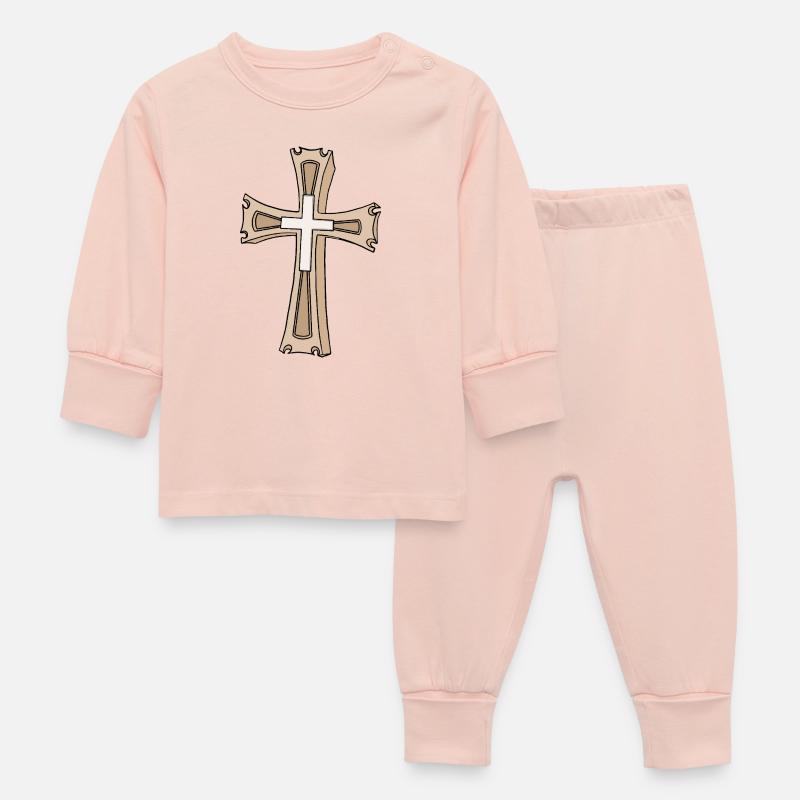 Écusson en forme de croix ornée - Pyjama Bébé - rose cristal