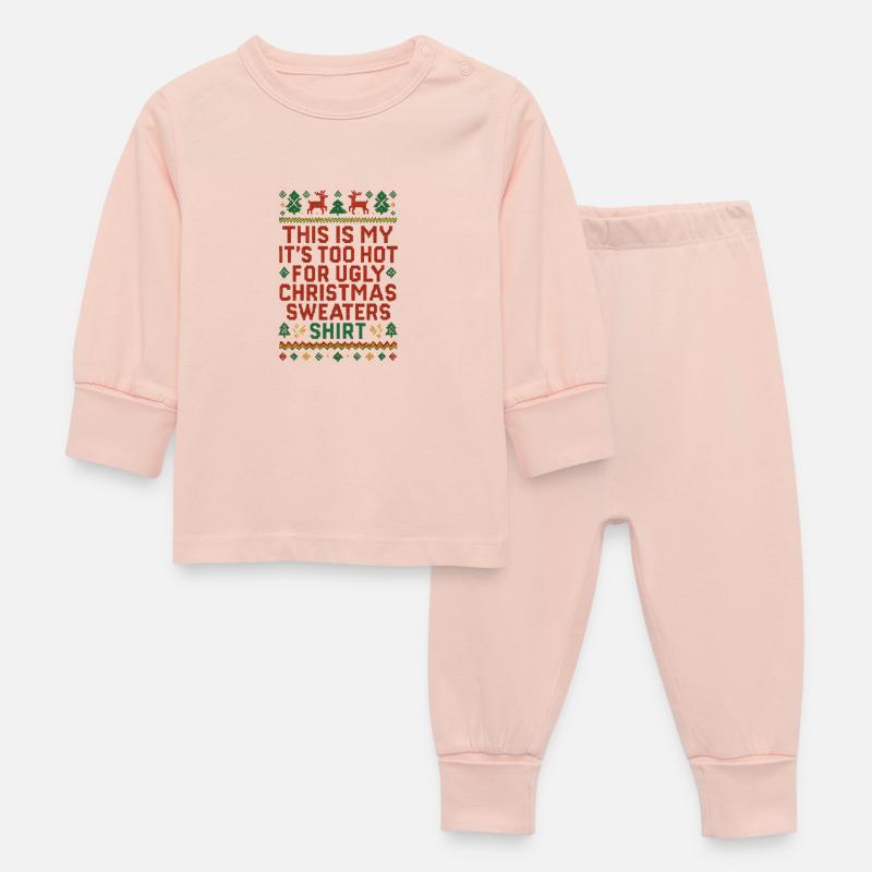 Chemise pull de Noël moche - Pyjama Bébé - rose cristal