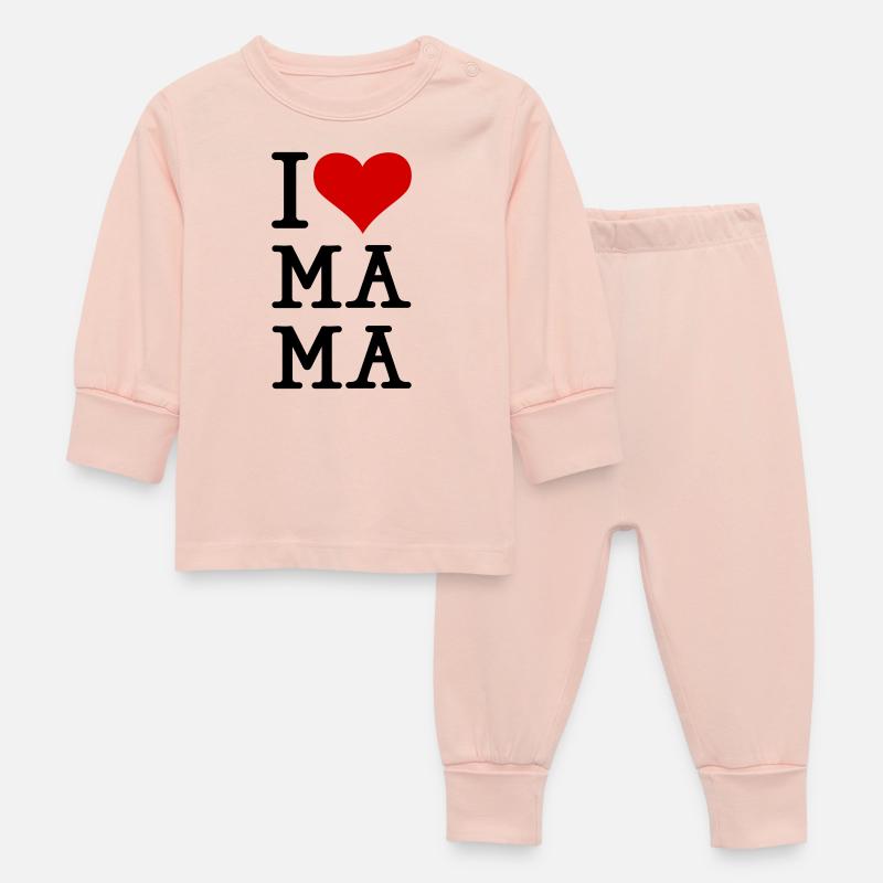 I love Ma Ma - Pyjama Bébé - rose cristal