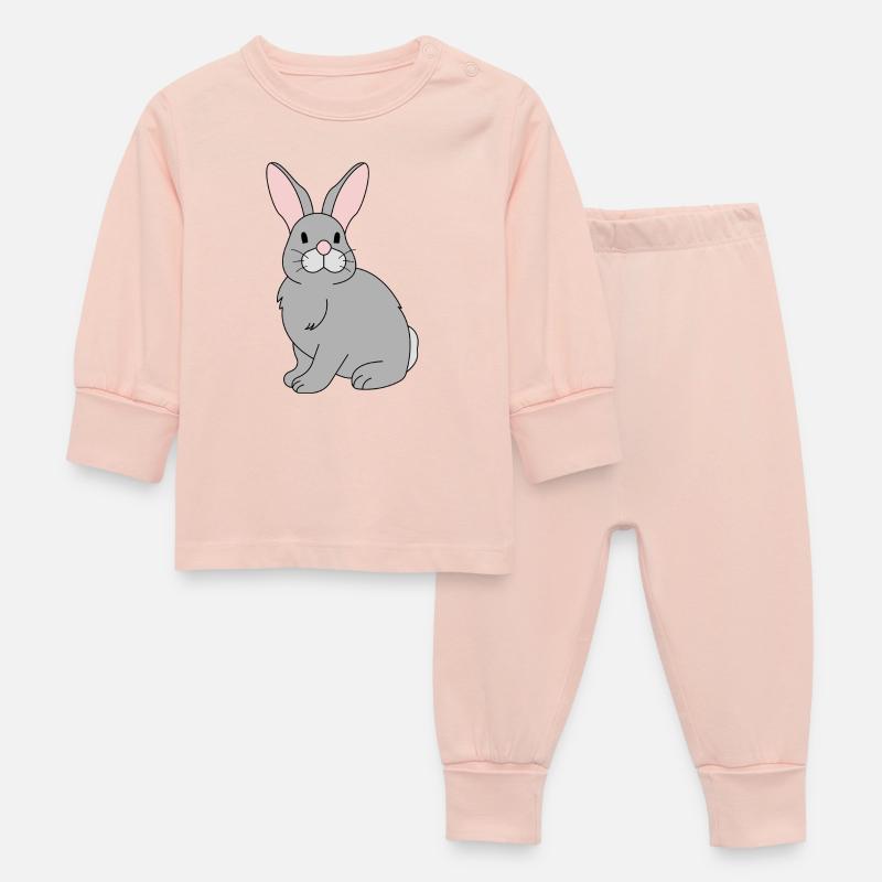 Lapin Mignon en Style Cartoon - Pyjama Bébé - rose cristal