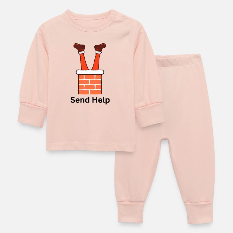 Père Noël dans la cheminée - Design de Noël amusant - Pyjama Bébé - rose cristal