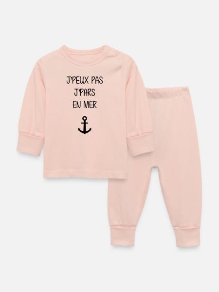Seemann / Boot / Marine / Meer / Fischer - Baby Schlafanzug - Kristallrosa