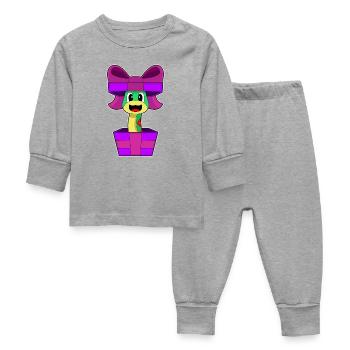 Snake Christmas Package - Baby Sleepsuit - heather grey - Front