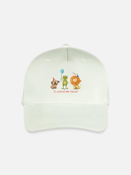 Du bist erste Klasse – Einschulungs-Shirt mit Herz - Kinder Bio Basecap - Helles Mintgrün