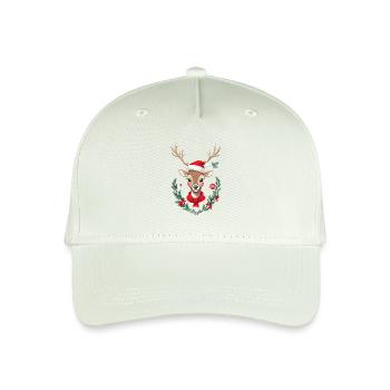 Rentier Mit Weihnachtsmütze - Kinder Bio Basecap - Helles Mintgrün - Vorne