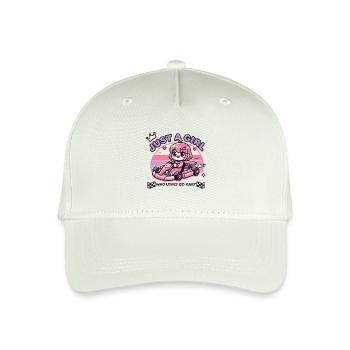 Ein Mädchen, Das Go-Kart Liebt Anime Style - Kinder Bio Basecap - Helles Mintgrün - Vorne