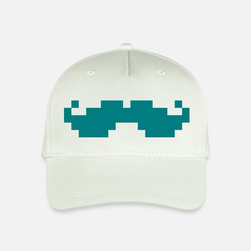 8bit pixel moustache - Kinder Bio Basecap - Helles Mintgrün