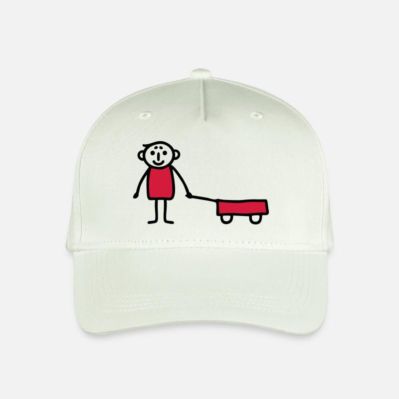 Junge mit Bollerwagen - V2 - Kinder Bio Basecap - Helles Mintgrün