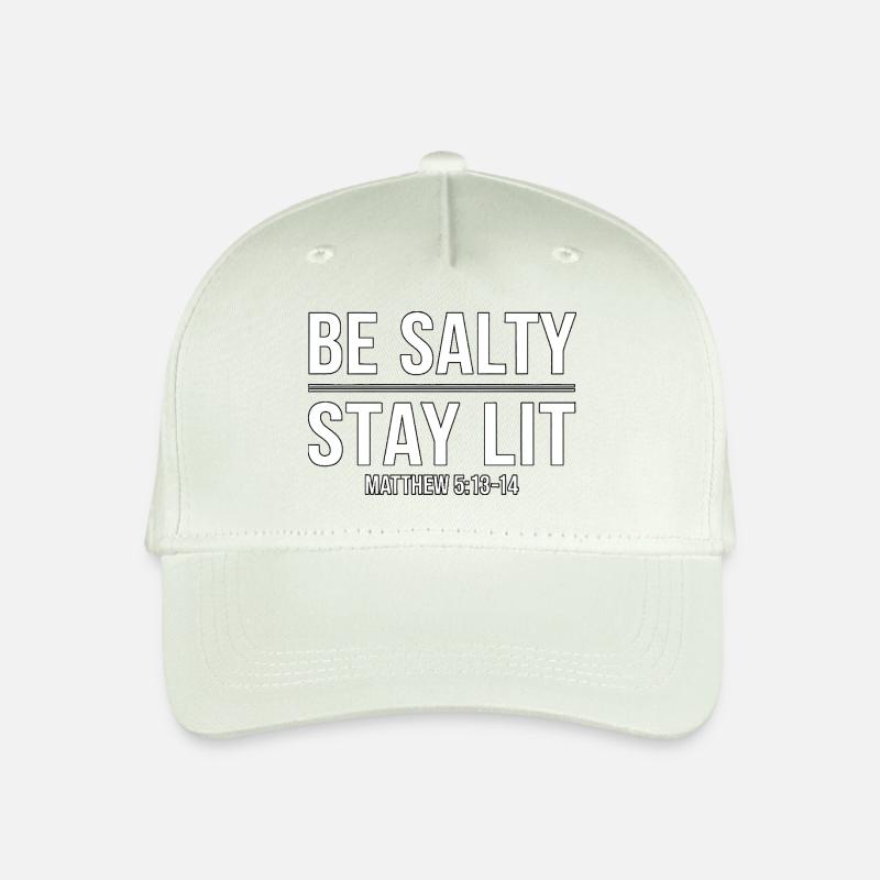 Sei salzig, bleib beleuchtet biblisches Vers-Shirt - Kinder Bio Basecap - Helles Mintgrün