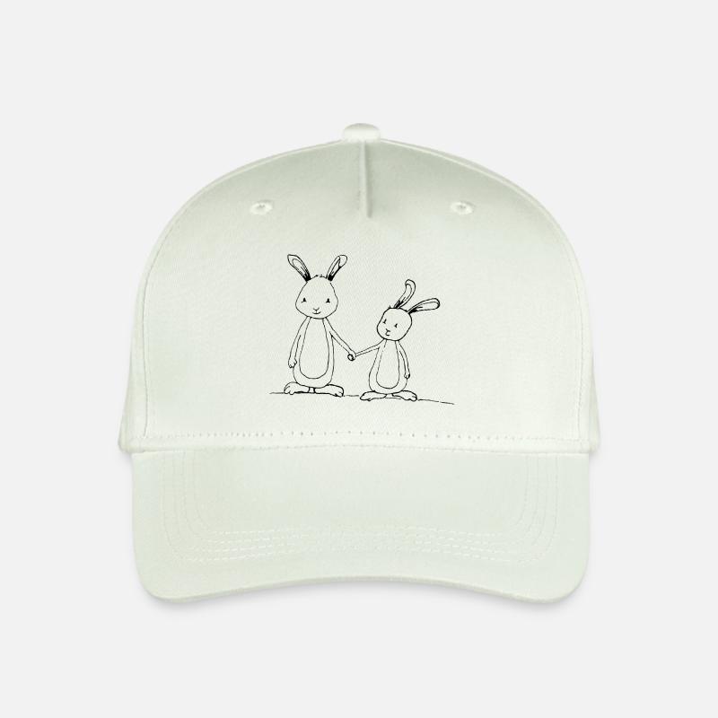 Hasen Pärchen Paar Süß in Schwarz | Geschenkidee - Kinder Bio Basecap - Helles Mintgrün