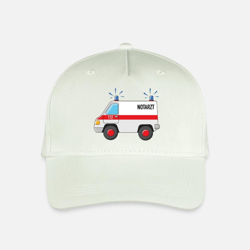 Notarzt Auto mit Blaulicht - Kinder Bio Basecap - Helles Mintgrün