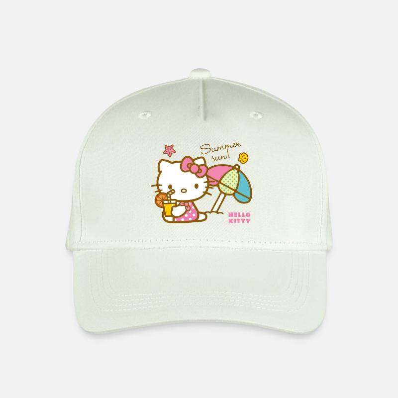 Hello Kitty Am Strand Unter Einem Sonnenschirm - Kinder Bio Basecap - Helles Mintgrün