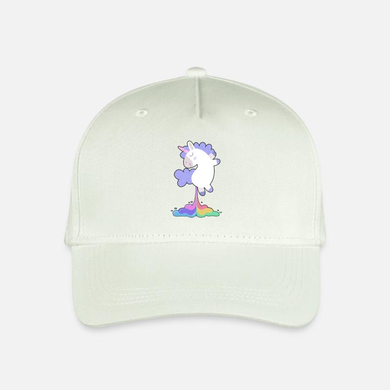 Lustiges Einhorn-Regenbogen-Furz-Shirt - Geschenk - Kinder Bio Basecap - Helles Mintgrün