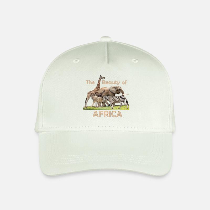 Giraffe, Elefant, Gepard, Zebra, Afrika Wildtiere - Kinder Bio Basecap - Helles Mintgrün