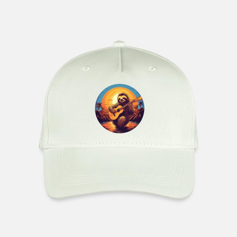 Faultier Gitarrist - Sunset - Kinder Bio Basecap - Helles Mintgrün