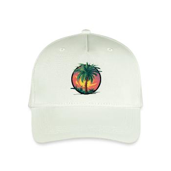 Tropische Palme bei Sonnenuntergang – Urlaubsmotiv - Kinder Bio Basecap - Helles Mintgrün - Vorne