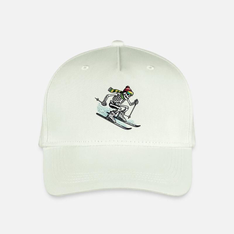 Skelett auf Skiern - Winterabenteuer mit Twist - Kinder Bio Basecap - Helles Mintgrün