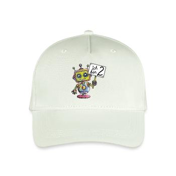 Ich bin 2 Jahre zweiter Geburtstag kleiner Roboter - Kinder Bio Basecap - Helles Mintgrün - Vorne