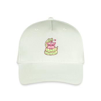 Cute Snake Curl Around An Anxious Pig - Organic Kids’ Baseball Cap - light mint green - Front