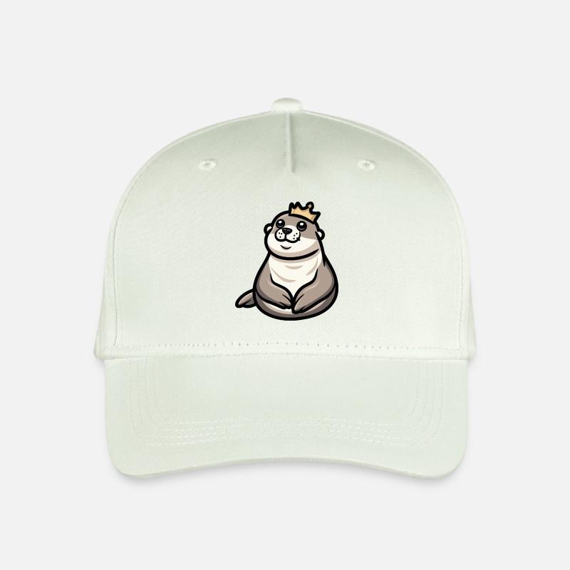Robbe Tier Cartoon Krone - Kinder Bio Basecap - Helles Mintgrün
