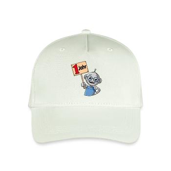 Ich bin 1 Jahr erster Geburtstag kleiner Roboter - Kinder Bio Basecap - Helles Mintgrün - Vorne