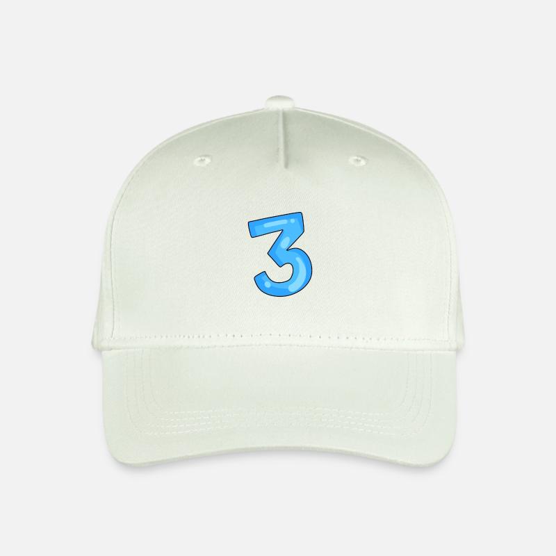 Zahl 3 Blau - Kinder Bio Basecap - Helles Mintgrün