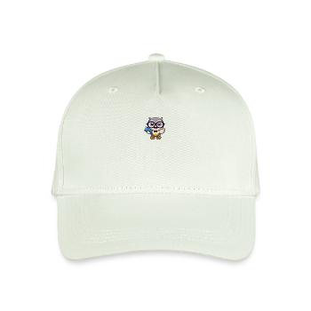 Eule mit Buch Bücher Lesen Nerd Nerdbrille - Kinder Bio Basecap - Helles Mintgrün - Vorne