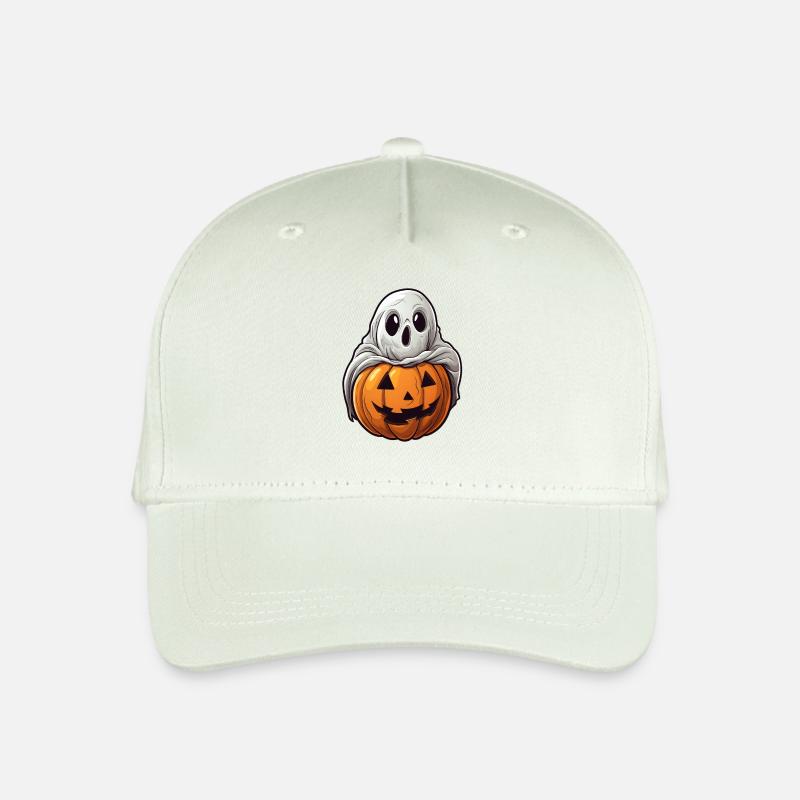 Geist Kürbis Halloween Comic - Kinder Bio Basecap - Helles Mintgrün
