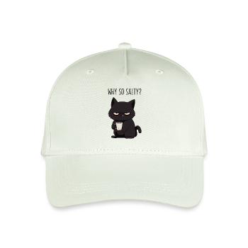 Grimmige Katze Why So Salty? Morgenmuffel Geschenk - Kinder Bio Basecap - Helles Mintgrün - Vorne
