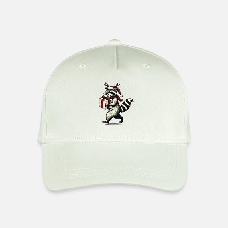 Weihnachts-Waschbär Mit Geschenk - Kinder Bio Basecap - Helles Mintgrün