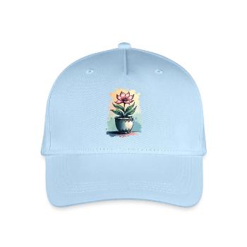 Blühende Schönheit – Vintage Blumenmotiv Blumentop - Kinder Bio Basecap - Hellblau - Vorne
