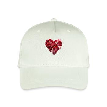 Herz aus roten Blüten - Leidenschaftliche Blumenpr - Kinder Bio Basecap - Helles Mintgrün - Vorne